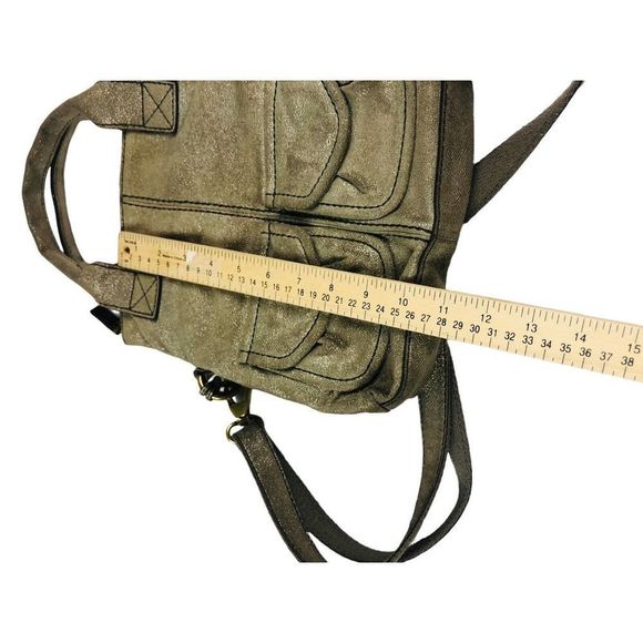 fossil suede gold metallic explorer crossbody hobo tote and coin change purse - Picture 8 of 12